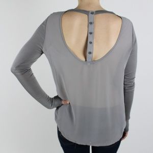 Mary Jane Sheer Long Sleeve Grey shirt